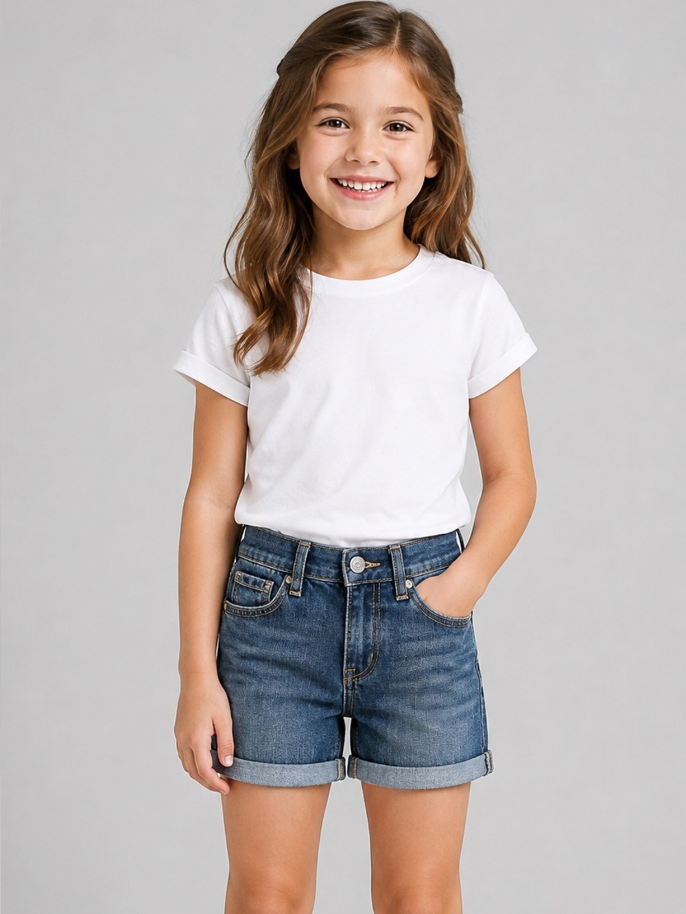 Old Navy Denim Shorts Cotton Cuffed Hem Size 6 Kids Bottoms